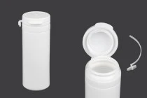 Pot en plastique blanc de 50ml avec bouchon à pression pour pilules et capsules