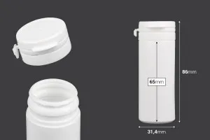 Barattolo di plastica bianca da 50ml con tappo a scatto per pillole e capsule-2