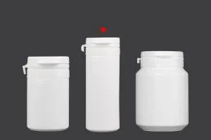 Barattolo di plastica bianca da 50ml con tappo a scatto per pillole e capsule-5
