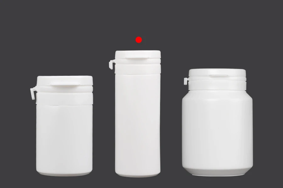 Pot en plastique blanc de 50ml avec bouchon à pression pour pilules et capsules