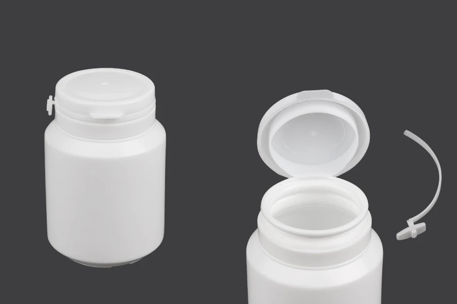 100 ml weißes Plastikgefäß mit Schnappverschluss für Pillen und Kapseln