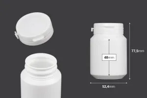 100ml white plastic jar with snap cap for pills and capsules-2