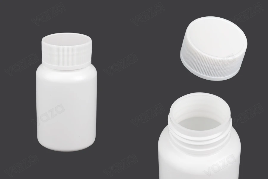 120ml white plastic jar with screw cap for pills and capsules 120ml white plastic jar with screw cap for pills and capsules-image_product