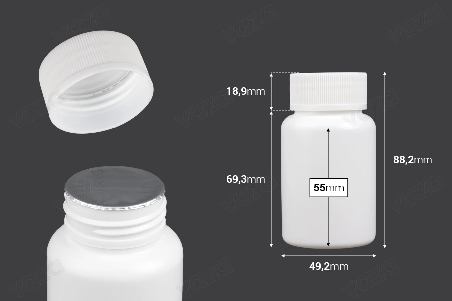 120ml white plastic jar with screw cap for pills and capsules 120ml white plastic jar with screw cap for pills and capsules-image_dimensions