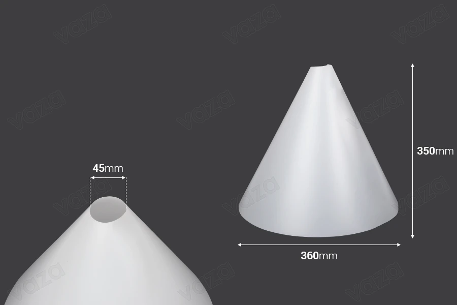 Koni PVC për reflektimin e produkteve në fotografi 360 × 350 mm-imazh_dimensione