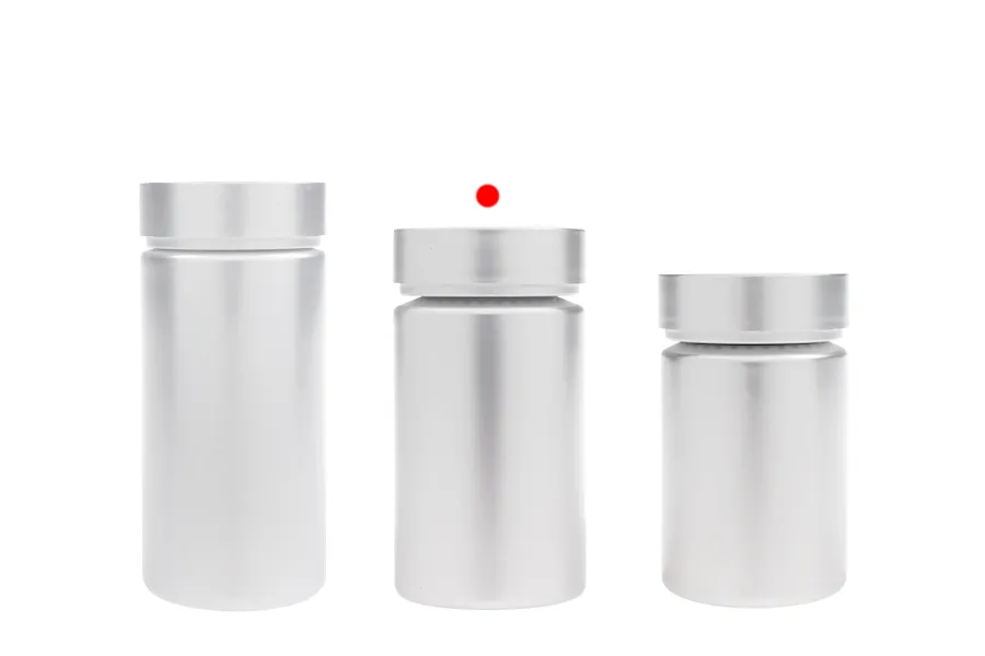 Pot en plastique PET de 120 ml de couleur argent pour pilules et gélules