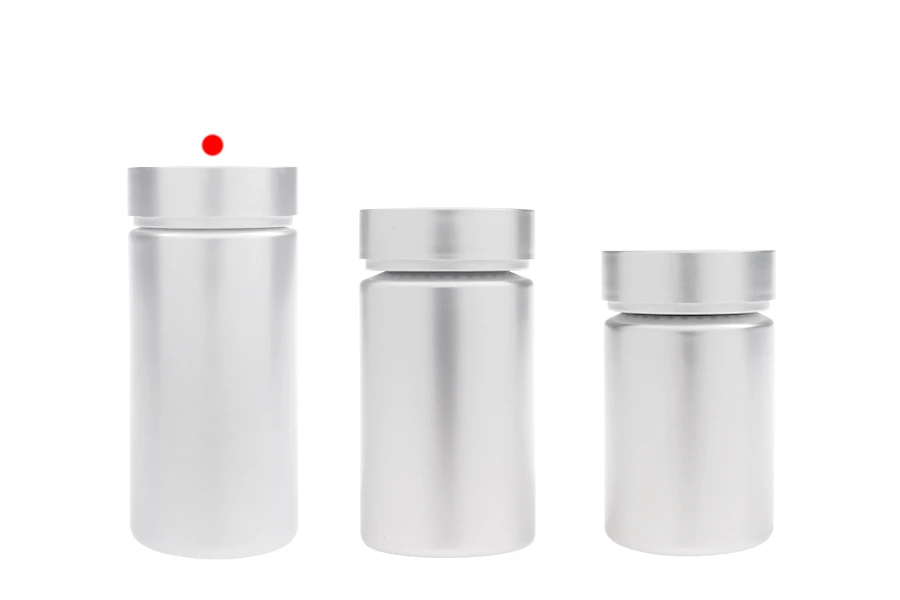 Barattolo in plastica PET da 180 ml color argento per pillole e capsule