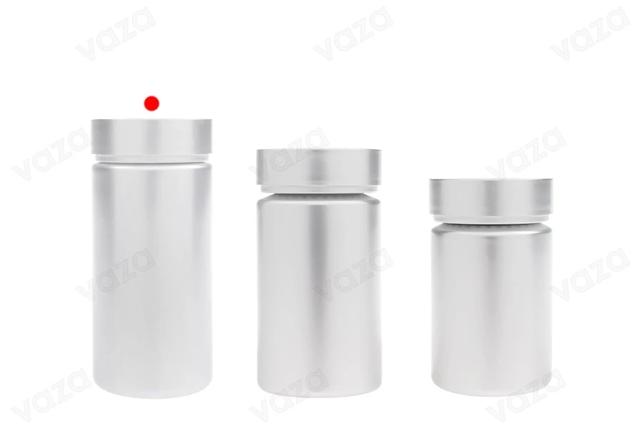 180 ml PET-Kunststoffdose in Silberfarbe für Pillen und Kapseln 180 ml PET-Kunststoffdose in Silberfarbe für Pillen und Kapseln-bildgruppe