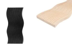 Accessorio in legno a forma di onda per foto e decorazioni 385x165x20 mm in colore naturale o nero-1