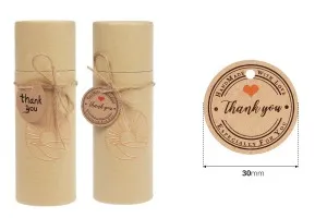 "Thank you" craft tags in various designs with hole and string - 100 pcs-2