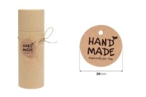 Χάρτινα καρτελάκια "Handmade" με τρύπα και σπάγγο  - 100 τμχ