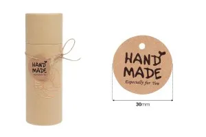 "Handmade" paper tags with hole and string - 100 pcs-2