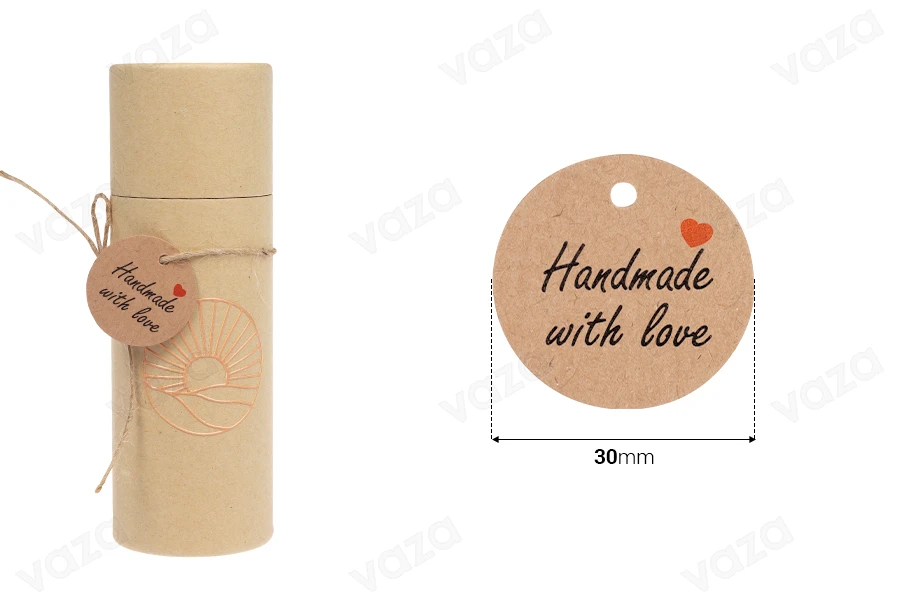 Paper tags "Handmade with love" with hole and string - 100 pcs Paper tags "Handmade with love" with hole and string - 100 pcs-image_dimensions
