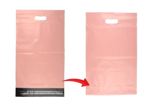 Pochette d'expédition 300x400 mm rose imperméable PE avec fermeture autocollante et poignée - 100 pièces-5