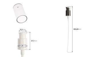 Pompa in plastica per crema PP 18 in bianco o nero con tappo trasparente.-2