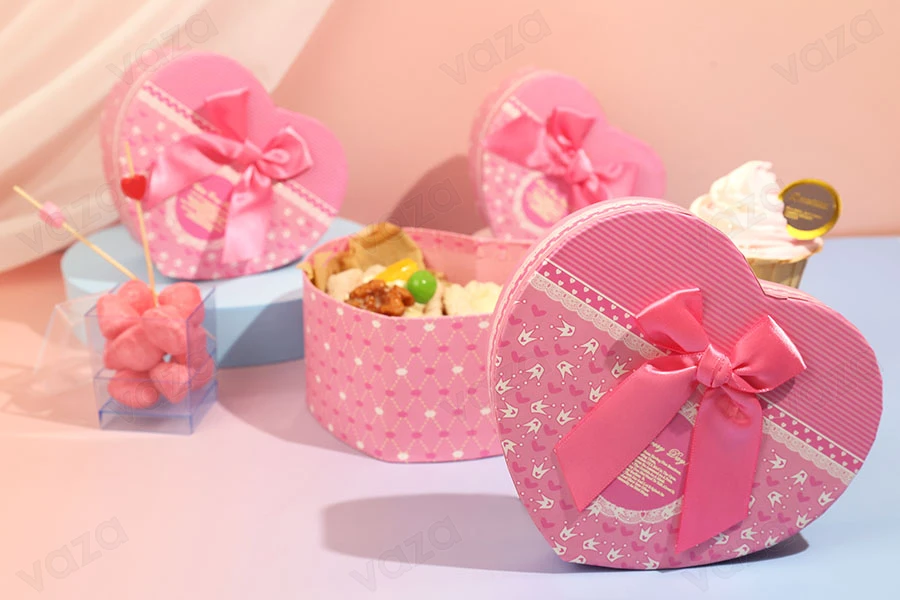 Heart-shaped paper box with bow - set 3 pcs (S-M-L)-image_group