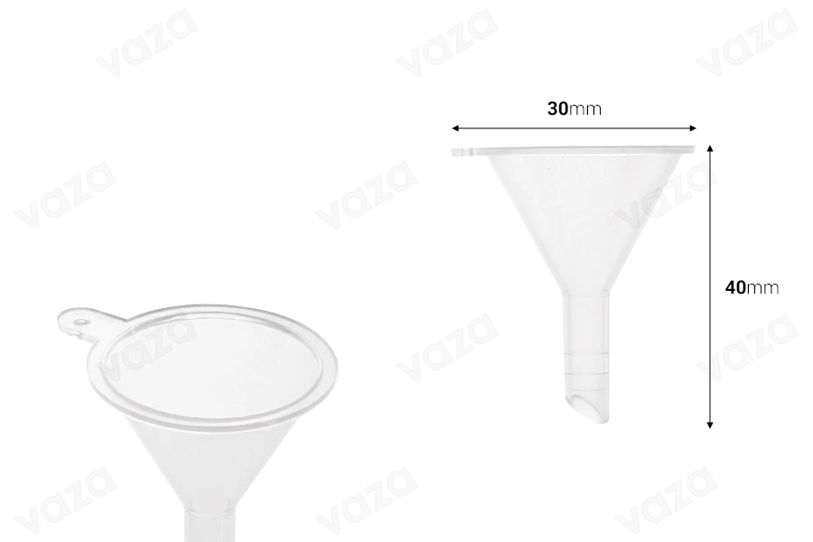 Plastic funnel - diameter 30 mm (end 6 mm) - 6 pcs Plastic funnel - diameter 30 mm (end 6 mm) - 6 pcs-image_dimensions