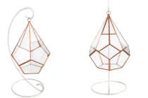 Photophore suspendu en verre pour bougie avec support métallique Photophore suspendu en verre pour bougie avec support métallique