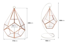 Photophore suspendu en verre pour bougie avec support métallique Photophore suspendu en verre pour bougie avec support métallique