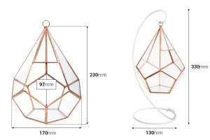 Photophore suspendu en verre pour bougie avec support métallique-2