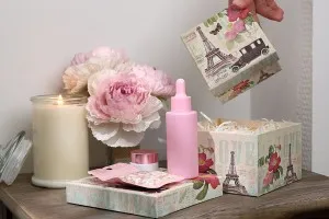 Boîte en papier carré plastifié, pour cadeau, impression tour Eiffel – lot de 3 pièces (S-M-L)-3