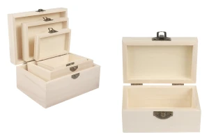 Cofanetto in legno con clip in metallo 3 pezzi S-M-L-1