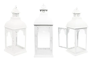 Metallische Laterne, ziseliert mit Fenstern aus Glas, Set aus 3 Laternen S-M-L-1