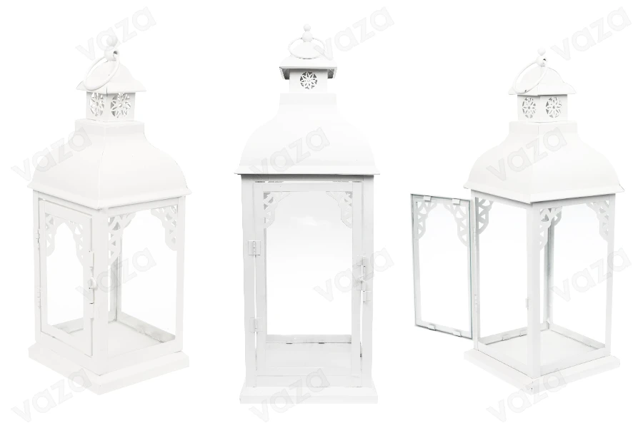 Decorated metal lantern with glass windows, 3 piece set in size S-M-L Decorated metal lantern with glass windows, 3 piece set in size S-M-L-image_product