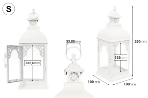 Metallische Laterne, ziseliert mit Fenstern aus Glas, Set aus 3 Laternen S-M-L-2