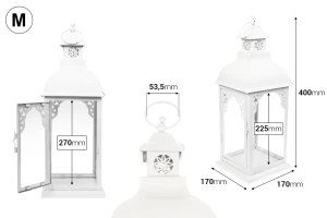 Metallische Laterne, ziseliert mit Fenstern aus Glas, Set aus 3 Laternen S-M-L-5