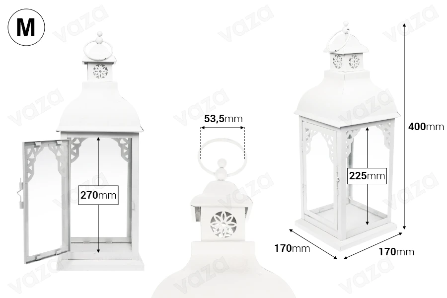 Decorated metal lantern with glass windows, 3 piece set in size S-M-L Decorated metal lantern with glass windows, 3 piece set in size S-M-L-image_group