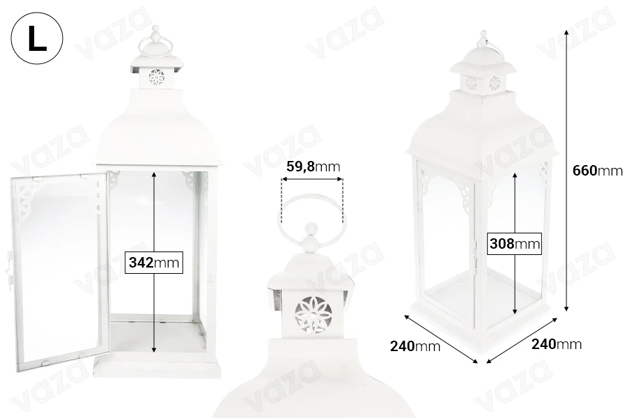 Decorated metal lantern with glass windows, 3 piece set in size S-M-L Decorated metal lantern with glass windows, 3 piece set in size S-M-L-image_group