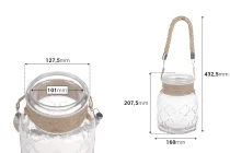 Βάζο διακόσμησης γυάλινο 2000 ml με χερούλι χωρίς καπάκι 160x180 mm