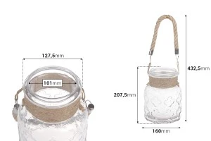 2000ml hanging decoration glass jar with rope handle without cap in size 160x180 mm-2