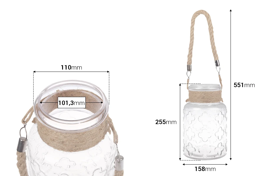 Βάζο διακόσμησης γυάλινο 3000 ml με χερούλι χωρίς καπάκι 160x270 mm Βάζο διακόσμησης γυάλινο 3000 ml με χερούλι χωρίς καπάκι 160x270 mm