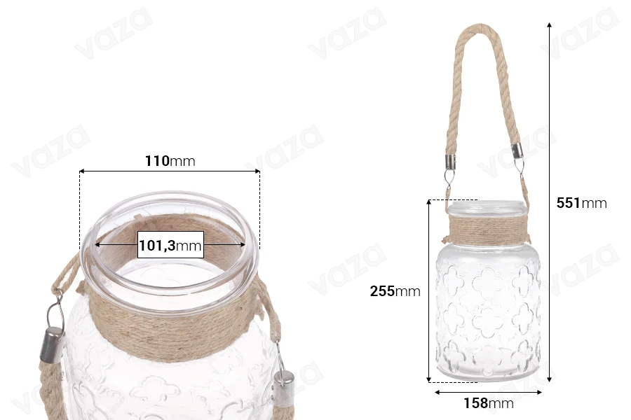 3000ml hanging decoration glass jar with rope handle without cap in size 160x270 mm 3000ml hanging decoration glass jar with rope handle without cap in size 160x270 mm-image_dimensions