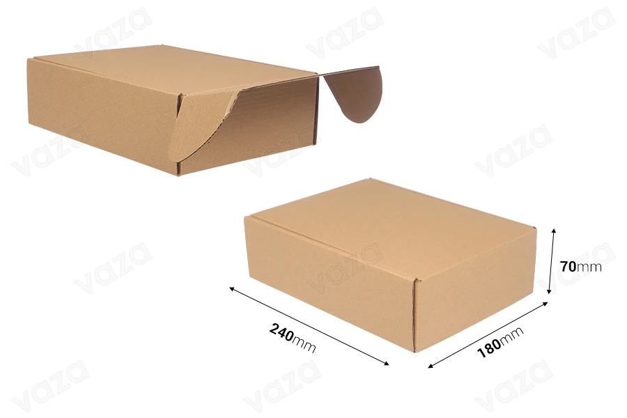 Kuti paketimi 180x240x70 mm prej letre kraft pa dritare - 20 copë Kuti paketimi 180x240x70 mm prej letre kraft pa dritare - 20 copë -imazh_dimensione