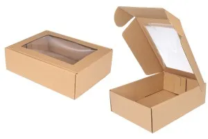 180x240x70 mm kraft paper packing box with window - 20 pcs-1