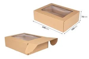 180x240x70 mm kraft paper packing box with window - 20 pcs-2