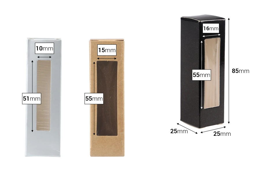 Χάρτινο κουτάκι με παράθυρο 25x25x85 - 50 τμχ