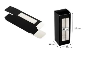 Χάρτινο κουτάκι με παράθυρο 38x38x110 σε μαύρο χρώμα - 50 τμχ-2