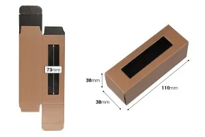 Χάρτινο κουτάκι με παράθυρο 38x38x110 σε καφέ χρώμα - 50 τμχ-2