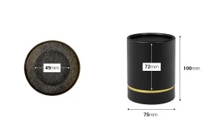 Κουτί κυλινδρικό 100x75 mm χάρτινο σε μαύρο - χρυσό χρώμα-2