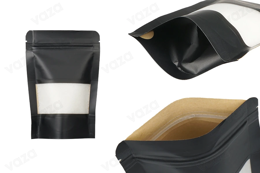 Σακουλάκια κραφτ τύπου Doy Pack 100x30x145 mm, με κλείσιμο "zip", παράθυρο και δυνατότητα σφράγισης με θερμοκόλληση - 100 τμχ Σακουλάκια κραφτ τύπου Doy Pack 100x30x145 mm, με κλείσιμο "zip", παράθυρο και δυνατότητα σφράγισης με θερμοκόλληση - 100 τμχ-εικόνα_προϊοντική
