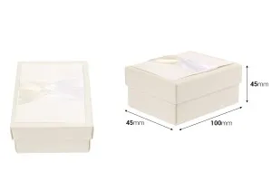 Boîte en papier blanc avec nœud beige et satin-2