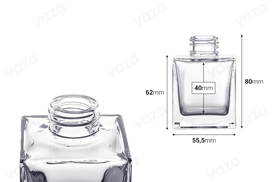 Bouteille en verre de 100ml parfait comme diffuseur de parfum - sans bâtonnets Bouteille en verre de 100ml parfait comme diffuseur de parfum - sans bâtonnets-photo_dimensions
