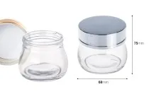 Glastiegel für Creme 100ml mit goldenem oder silbernem Deckel Glastiegel für Creme 100ml mit goldenem oder silbernem Deckel