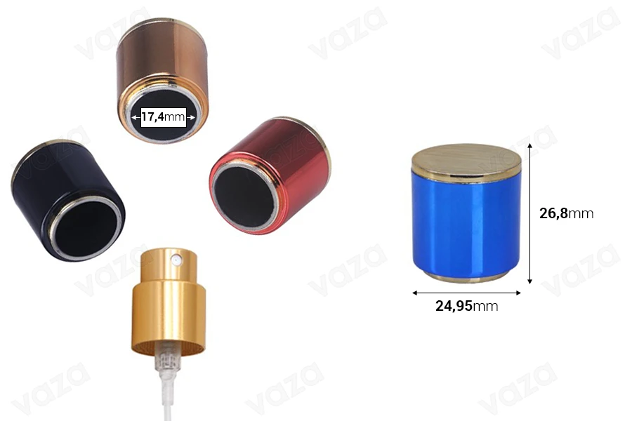 Pompa spray color oro (15/400) con tappo in acrilico vari colori - 6 pz-dimensioni_immagine