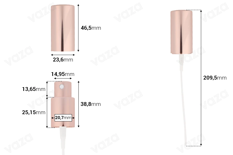 Vaporisateur en aluminium 18/415 de bronze autrichien Vaporisateur en aluminium 18/415 de bronze autrichien-photo_dimensions