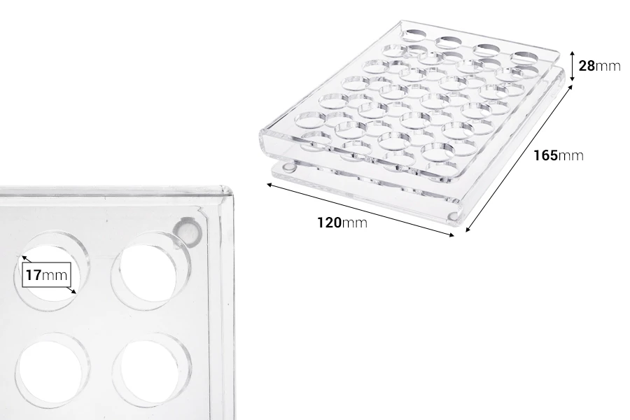 Σταντ (stand) plexiglass 165x120x28 με πόδια σιλικόνης - 24 θέσεων (άνοιγμα τρύπας 17 mm)